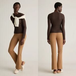 Quince Ultra Stretch Ponte Bootcut Pants Medium Tall Roasted Pecan